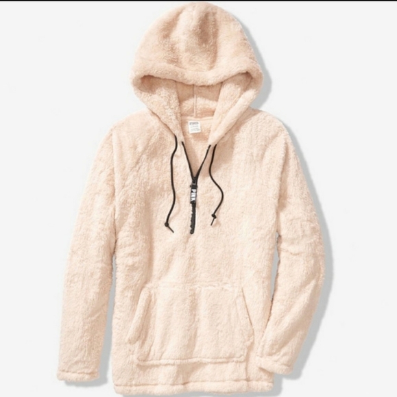 PINK Victoria's Secret Tops - ♥️PINK VICTORIA'S SECRET SHERPA HOODIE SIZE L